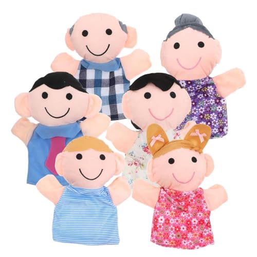 6-teiliges Familien-Handpuppen-Set, Hand- und Fingerpuppen-Set, Cartoon-Familienmitglieder, Puppen, Plüsch-Menschen für Kinder, fantasievolles Rollenspiel, Unterricht, Vorschule von Demsyeq