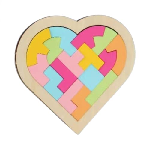 Demsyeq Herzpuzzle aus Holz, Holzpuzzle | Herzförmiger Familien-Puzzlespaß | Denkaufgabe, Familienpuzzle, Puzzle, pädagogischer geometrischer Puzzleblock, geometrische Musterpuzzles von Demsyeq