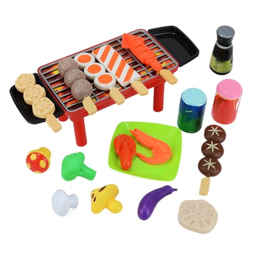 Demsyeq Kindergrill, Spielgrill - Realistische Kleinkind-Grill-Kochsets für Kinder, Kochspielzeug,BBQ-Grill-Set, Essensspielzeug für Kinder, Gourmet-Kochbox-Spielzeug für Eltern-Kind-Interaktion von Demsyeq