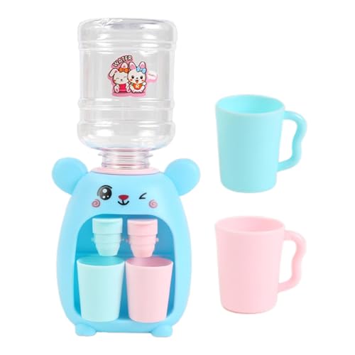 Demsyeq Miniatur Wasserspender - Bunny Getränkespender Spielzeug mit 2 Tassen | Doppelter Wasserauslass Trinkwasserbrunnen Spielzeug für Home Desk von Demsyeq