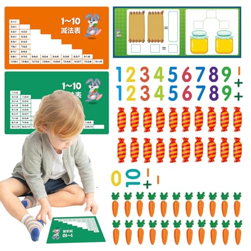 Demsyeq Zahlenzählspiele, Zehn Rahmen für das Klassenzimmer - Pädagogische Zahlenzähl-Mathe-Zehn-Rahmen - Buntes Homeschool-Zubehör, Mathe-Zählspiele für Kindergarten, Klassenzimmer von Demsyeq