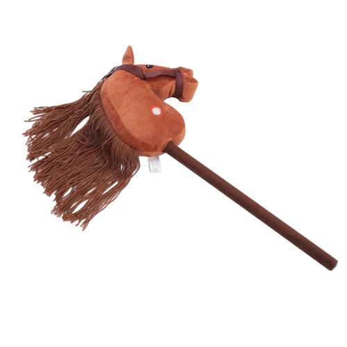 Denash Stick Horse Plüschtier, Entzückendes Stick Horse Kurzhaar-Plüschtier 2 Interaktive Soundeffekte Zum Spielen zu Hause (Dunkelbraun #14) von Denash