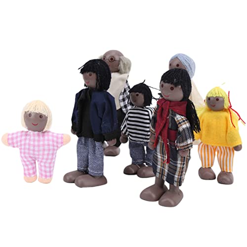 Familienpuppen, Flexibles Puppenspielzeug, Ungiftiges, Weiches und Langlebiges Familienpuppenset für (7 Schwarze Puppen) von Denash