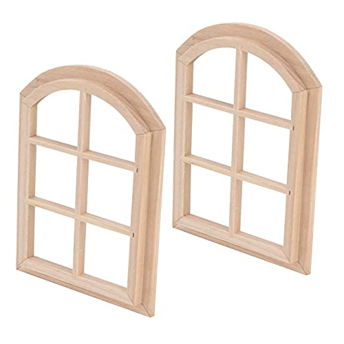 Puppenhaus-Fenster, Mikro-Landschaftsdekoration aus Holz, Fenstermodell, 10,3 X 7,5 X 0,3 cm, Abgerundete Kanten für für Puppenhaus von Denash