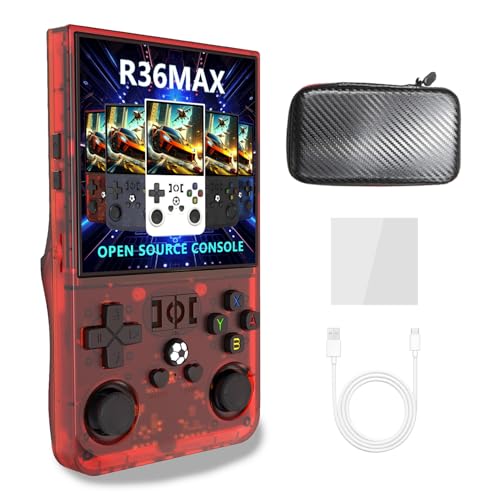 R36MAX Retro-Spielekonsole, Handheld-Spielekonsole, 4-Zoll-IPS-Bildschirm 720 X 720 Open Source, Retro-Videospielkonsole, 4000-mAh-Akku, Unterstützt 60+ Emulator, Mehrere Spiele, von Denash