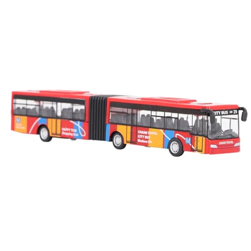 Stadtbus-Modell, Metall, Verlängerte Länge, Zurückziehbares, Voll Funktionsfähiges Autospielzeug, Pädagogisches Bus-Casting-Automodell für Kinder von 3–8 Jahren (Rot) von Denash