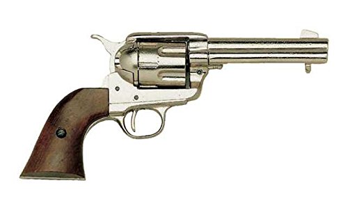 Denix Colt Peacemaker vernickelt USA 1873 - Spielzeugwaffe, Nachbildung 45er Colt Single Action "Peacemaker", 29cm, Metall und Holz, Erwachsene, Unisex von Denix