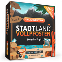 DENKRIESEN SL3013 Stadt Land Vollpfosten® - Das Kartenspiel – URLAUB EDITION - Meer im Kopf. von Denkriesen