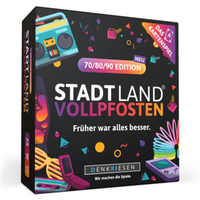 DENKRIESEN SL3021 Stadt Land Vollpfosten® - Das Kartenspiel – 70/80/90 EDITION - Früher war alles besser. von Denkriesen