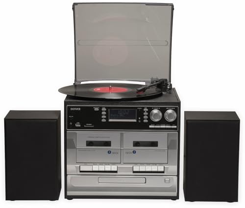 Denver Musikcenter – Stereoanlage mit Plattenspieler, DAB+/FM Radio, CD Player, Dual Kassettendeck, USB & SD – Plattenspieler mit Lautsprecher & Fernbedienung Denver Musikcenter – Stereoanlage mit Plattenspieler, DAB+/FM Radio, CD Player, Dual Kassettendeck, USB & SD – Plattenspieler mit Lautsprecher & Fernbedienung von Denver