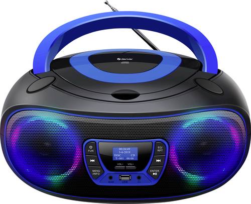 Denver TDB-212BU CD-Radio DAB+, DAB, FM AUX, USB, Bluetooth®, CD Schwarz, Blau von Denver