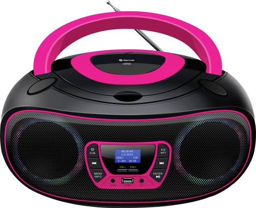 Denver TDB-212P CD-Radio DAB+, DAB, FM AUX, USB, Bluetooth®, CD Schwarz, Pink von Denver