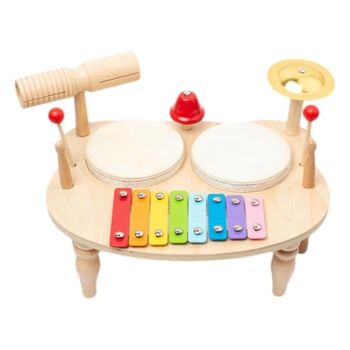 Deojtga Kindertrommelset, Spielzeugtrommelset,Holz-Xylophon-Trommelset | Sinnespädagogische Trommeln für Kinder, lustiges Musikspiel-Schlagzeug-Set All-in-1 für und Mädchen im Alter von 1–3 Jahren von Deojtga