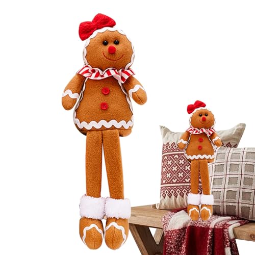 Deojtga Lebkuchen-Stofftier, Lebkuchenpuppe - Lebkuchen Junge Mädchen Dekor - Weihnachts-Lebkuchenmann-Kissen, gefüllte Lebkuchenfiguren, süßes lustiges Spielzeug für die Weihnachtsfeier auf dem Sofa von Deojtga