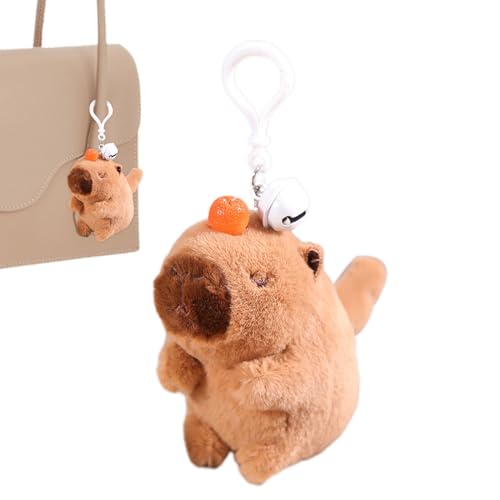 Deojtga Niedliche Anhänger für Rucksack, Taschenanhänger, Puppe,Aufziehbares Plüschtier | Capybara-Puppe mit Glocke, weiches Rucksack-Handtaschen-Zubehör für Frauen, Kinder von Deojtga