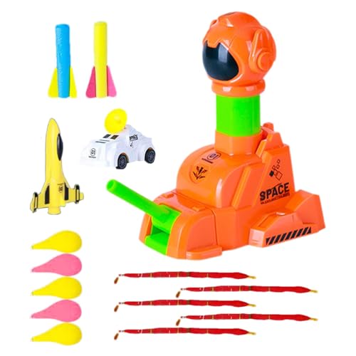 Deojtga Raketenstart-Set, Raketenstart-Spielzeug - Lustiges Outdoor-Spielzeug für Kinder - Raketenauto-Startspielzeug für den Außenbereich, enthält 2 Raketen, 1 Auto, 1 Flugzeug, 5 runde Ballons, 5 von Deojtga