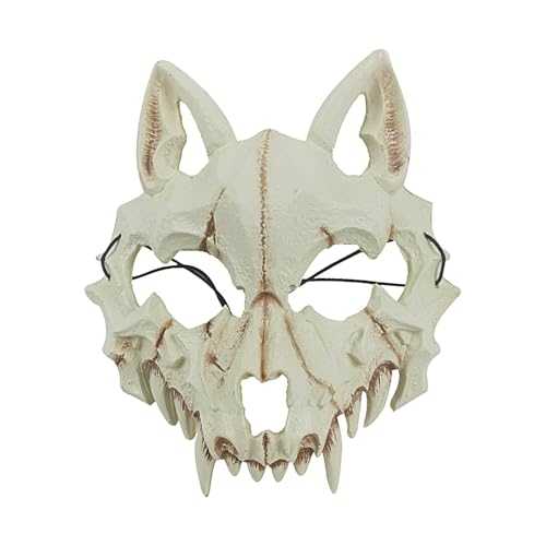 Deojtga Realistische Halloween-Kopfbedeckung, Wolfsschädel-Maske - Wolfsschädel Gruselmaske Kopfbedeckung | Leichte und weiche Dekorations-Requisiten für Aufführungen, Cosplay, Festivals, Spukhäuser von Deojtga