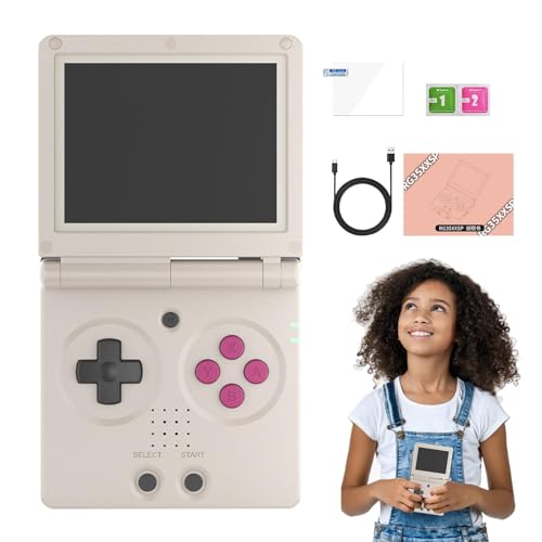 Deojtga Tragbare Spielekonsole, Retro-Handheld-Spielekonsole | Wiederaufladbares Videospiel | Klassische faltbare Videospielkonsole mit 3,5-Zoll-IPS-Bildschirm, unterstützt TV-Anschluss-Spielgerät für von Deojtga