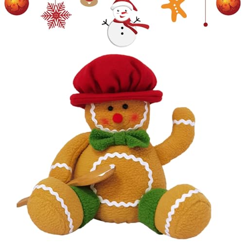 Deojtga Weihnachts-Lebkuchenmann-Plüschspielzeug, ausgestopftes Lebkuchenmädchen und -Junge, Süße Weihnachtsplätzchen-Plüschpuppe, Lebkuchen-Weihnachtsdekoration, weiche Tür, Fenster, Tisch, Baum, von Deojtga