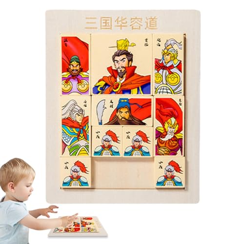 Deojtga Zahlen-Schiebe-Puzzle,Holzblock-Schiebe-Puzzle - Schiebepuzzles für Kinder,Chinesisches klassisches Figuren-Design, Holz-Rätselspiel, Handgeschwindigkeitstrainer von Deojtga