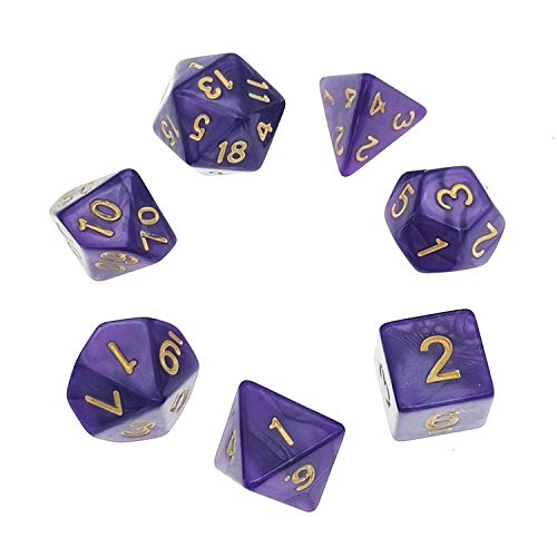 Deolven Polyedrische Würfel Set, 7 Stück Polyeder Würfel für D&D MTG RPG-Dungeons und Dragons, für Tischspielen Familien Party D4 D6 D8 D10 D12 D20 Lila von Deolven