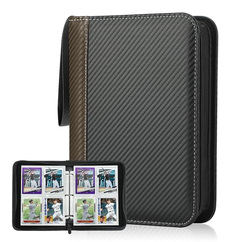 Deoyibu Sammelkarten Album für 440 Karten, Sammelalbum mit 4 Fächern 55 Seiten für Karten-Organizer, Karten Binder aus PU, für Sportkarten, MTG, TCG, Yugioh-Karten etc. Braun von Deoyibu