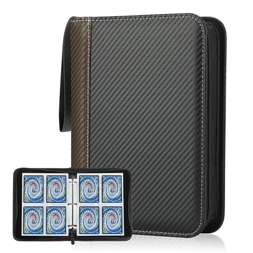 Deoyibu Sammelkarten Album für 440 Karten, Sammelalbum mit 4 Fächern 55 Seiten für Karten-Organizer, Karten Binder aus PU, für Sportkarten, MTG, TCG, Yugioh-Karten etc. Braun von Deoyibu