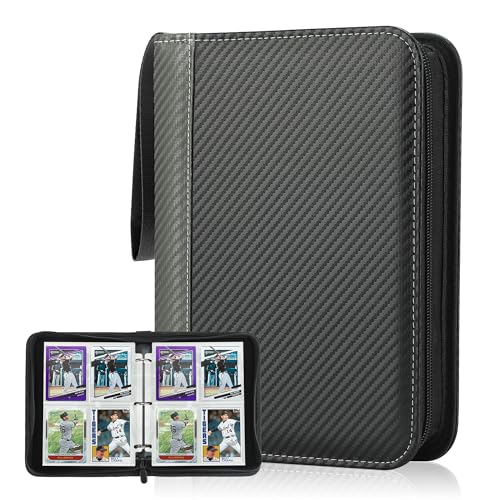 Deoyibu Sammelkarten Album für 440 Karten, Sammelalbum mit 4 Fächern 55 Seiten für Karten-Organizer, Karten Binder aus PU, für Sportkarten, MTG, TCG, Yugioh-Karten etc. Grau von Deoyibu