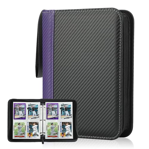 Deoyibu Sammelkarten Album für 440 Karten, Sammelalbum mit 4 Fächern 55 Seiten für Karten-Organizer, Karten Binder aus PU, für Sportkarten, MTG, TCG, Yugioh-Karten etc. Lila von Deoyibu