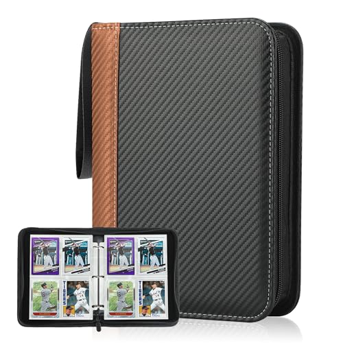 Deoyibu Sammelkarten Album für 440 Karten, Sammelalbum mit 4 Fächern 55 Seiten für Karten-Organizer, Karten Binder aus PU, für Sportkarten, MTG, TCG, Yugioh-Karten etc. Orange von Deoyibu