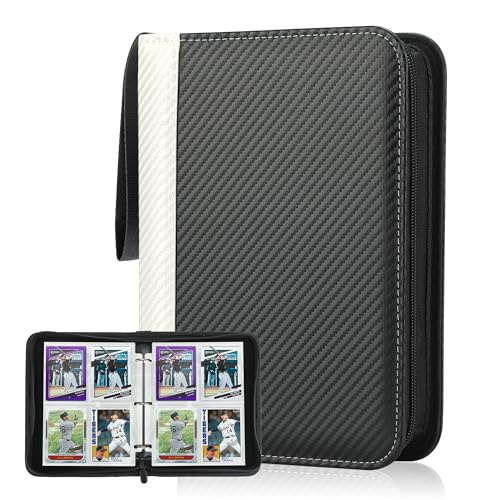 Deoyibu Sammelkarten Album für 440 Karten, Sammelalbum mit 4 Fächern 55 Seiten für Karten-Organizer, Karten Binder aus PU, für Sportkarten, MTG, TCG, Yugioh-Karten etc. Weiß von Deoyibu