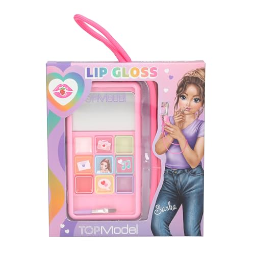 Depesche 10842 TOPModel - Lipgloss Set Beauty and Me Smartphone, mit 9 Lipglossen und Pinsel, mit Erdbeer Duft von Depesche