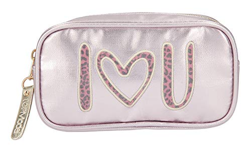 Depesche 10861-042 TOPModel - Kosmetiktasche, rosa mit Statement Bestickung "I LOVE YOU" verziert, ca. 19 x 10 x 5,5 cm groß, zum Verstauen von Schmink- und Kosmetikartikeln von Depesche