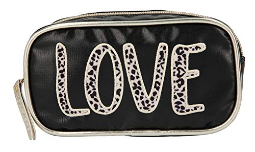 Depesche 10861-044 TOPModel - Kosmetiktasche, schwarz mit Statement Bestickung "LOVE" verziert, ca. 19 x 10 x 5,5 cm groß, zum Verstauen von Schmink- und Kosmetikartikeln von Depesche