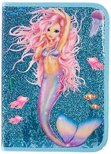 Depesche 11044 TOPModel Fantasy - XXL Federtasche, im Mermaid Design, extra große türkise Federmappe gefüllt mit Stiften, Spitzer, Radierer, Schere, Lineal und Geodreieck, ca. 28 x 20 x 4,5 cm von Depesche