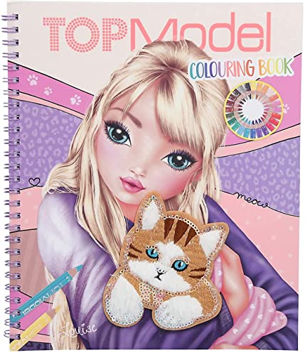 Depesche 11450 TOPModel - Colouring Book CAT, Malbuch mit 40 Katzen-Motiven zum Ausmalen, inkl. Sticker-Bogen, Cover mit Katzen-Applikation mit Fell und Pailletten von Depesche