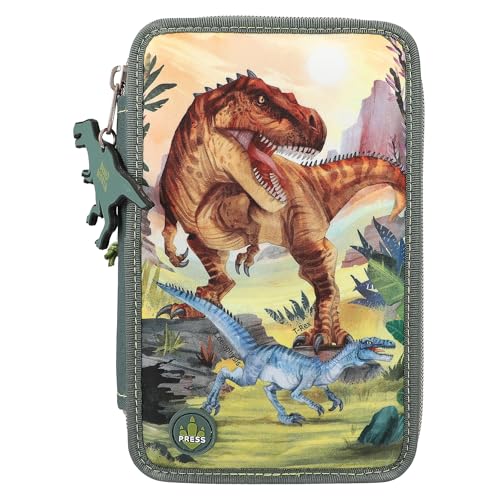 Depesche 11772 Dino World 3 Fach Federtasche LED Landschaft von Depesche