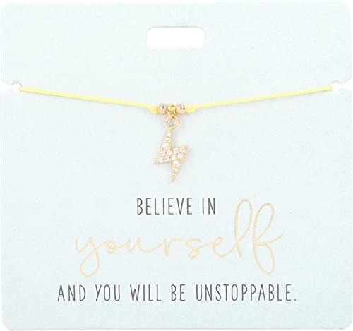 Depesche 11837-006 11837-006-Armband Believe in Yourself and You Will be Unstoppable Charm und Deko-Perle, variabel in der Länge tragbar, ideal als Geschenkidee, Gold, Gelb von Depesche