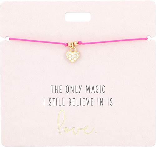 Depesche 11837-009 11837-009-Armband in Pink The only Magic I still Believe in is Love mit goldenem Charm und Deko-Perle, variabel in der Länge tragbar, ideal als Geschenkidee, rosa von Depesche