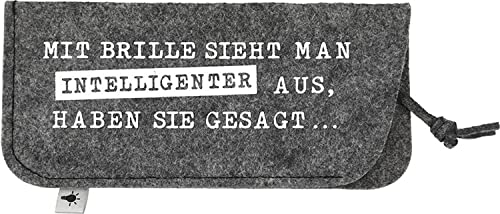 Depesche 11838-048 - Brillenetui aus Filz, in Anthrazit und mit der Aufschrift ,,Mit Brille sieht man intelligenter aus, haben Sie gesagt…´´ von Depesche