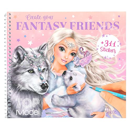 Depesche 12072 TOPModel Iceworld Create your Fantasy Friend - Mal- und Stickerbuch mit 24 Seiten zum Gestalten fantastischer Wesen, Malheft mit Stickerbogen und Spiralbindung von Depesche