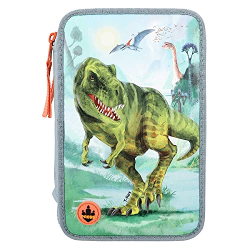 Depesche Dino World 12166-3-Fach Federtasche mit LED-Effekten, Dino World, grau von Depesche