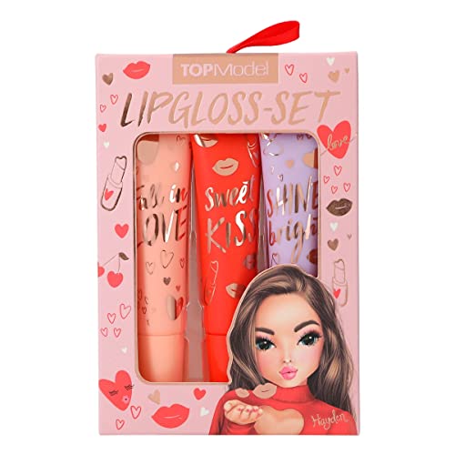 Depesche 12182 TOPModel - Lipgloss Set für Kinder mit 3 angenehm duftenden Lipglossen in Rosa, Rot und Lila von Depesche