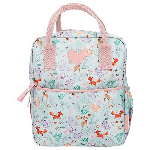 Depesche 12572_A Princess Mimi Wild Forest - Rucksack in Grün und Rosa mit Waldtieren, Täschchen mit Reißverschluss von Depesche