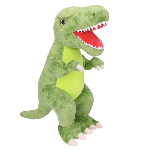 Depesche 12682 Dino World - Kuscheltier Dinosaurier T-Rex mit grünem Fell und Glitzeraugen, ca. 30 cm großer Plüschdino, Schwarz von Depesche