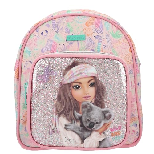 Depesche 12788 TOPModel Wild - Rucksack in Rosa, mit Model Motiv und buntem Tier Muster, Tasche mit verstellbaren Trägern von Depesche