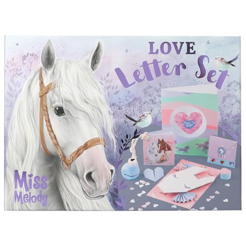 Depesche 12969 Miss Melody Love Letter Set-Handlettering Briefbox im Pferde Design, Schreibset inkl. Briefpapier, Umschläge, Sticker, Stempel UVM, Mehrfarbig von Depesche