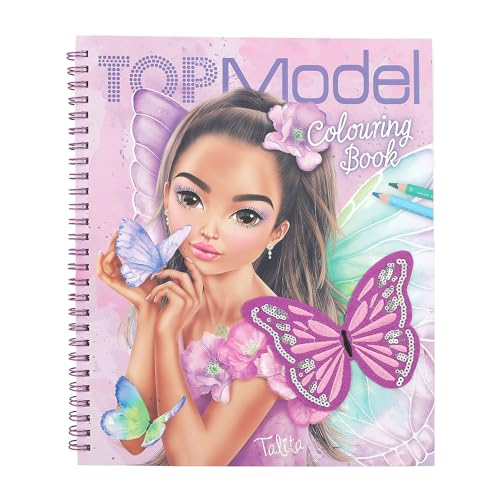 Depesche 12976 TOPModel Fairy Love - Malbuch mit Pailletten Design, 40 Model und Feen Motive zum kreativen Gestalten, inkl. einem Stickerbogen von Depesche