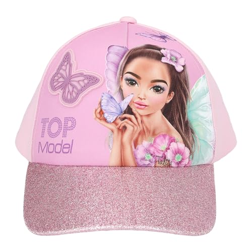 Depesche 13008 TOPModel Fairy Love - Bedruckte Cap in Rosa, mit Model Motiv, Schmetterlingen und glitzerndem Dach, Mütze mit verstellbarem Riegel von Depesche