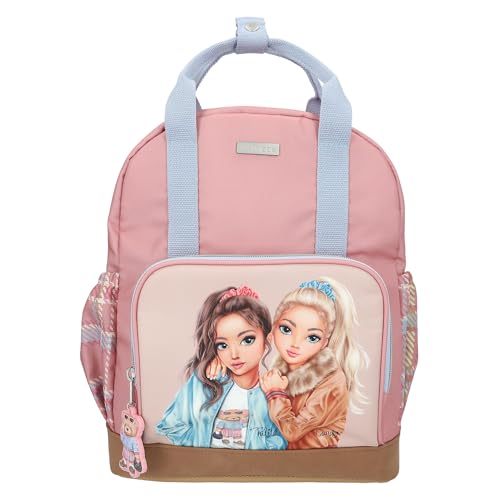 Depesche 13012 TOPModel Team Teddy - Rucksack in Rosa, Beige und Blau, mit Model Motiv und Anhänger, Tasche mit verstellbaren Trägern und Thermofach von Depesche